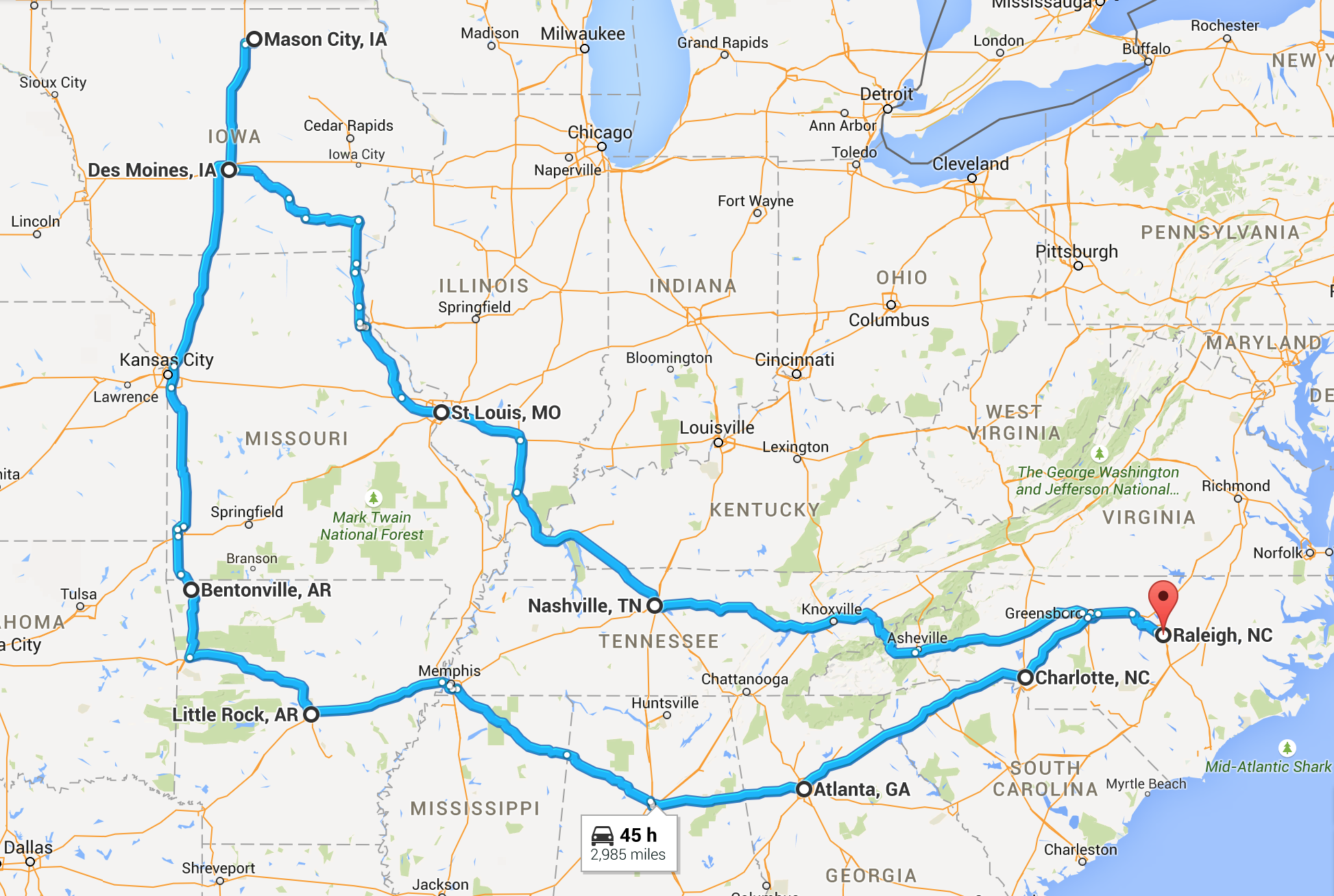 Road Trip Route | Moving Peaces